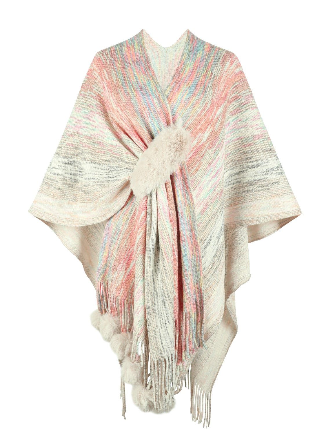 Heathered Fringe Hem Poncho - Tantalize Boutique