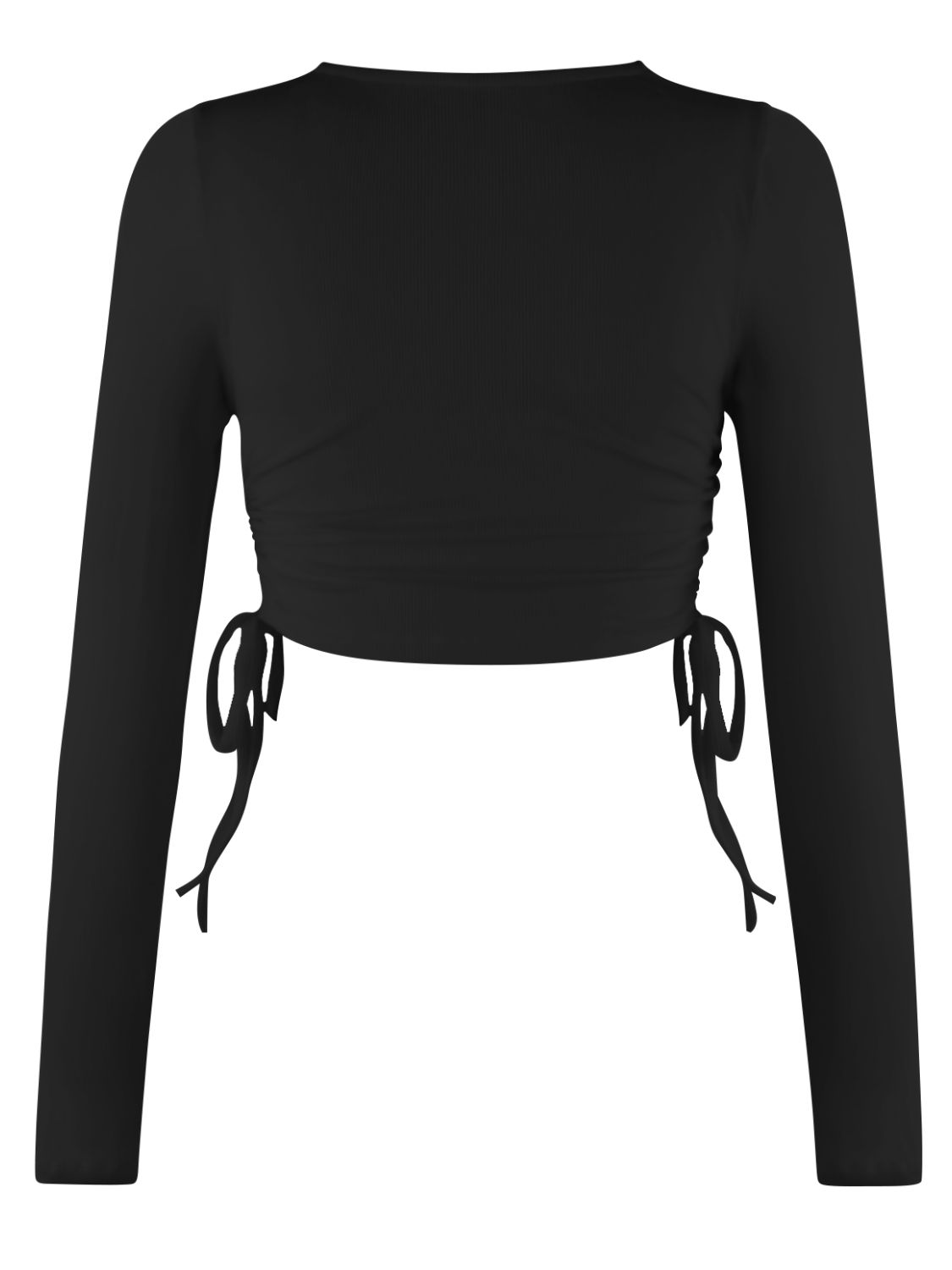 Drawstring Round Neck Long Sleeve Top - Tantalize Boutique