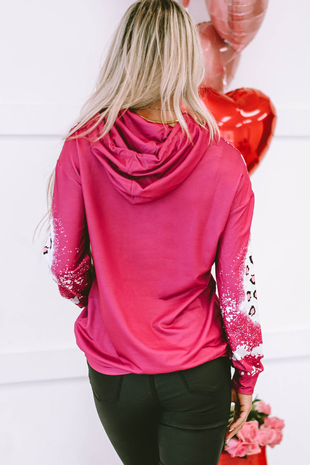 LOVE Heart Drawstring Dropped Shoulder Hoodie - Tantalize Boutique