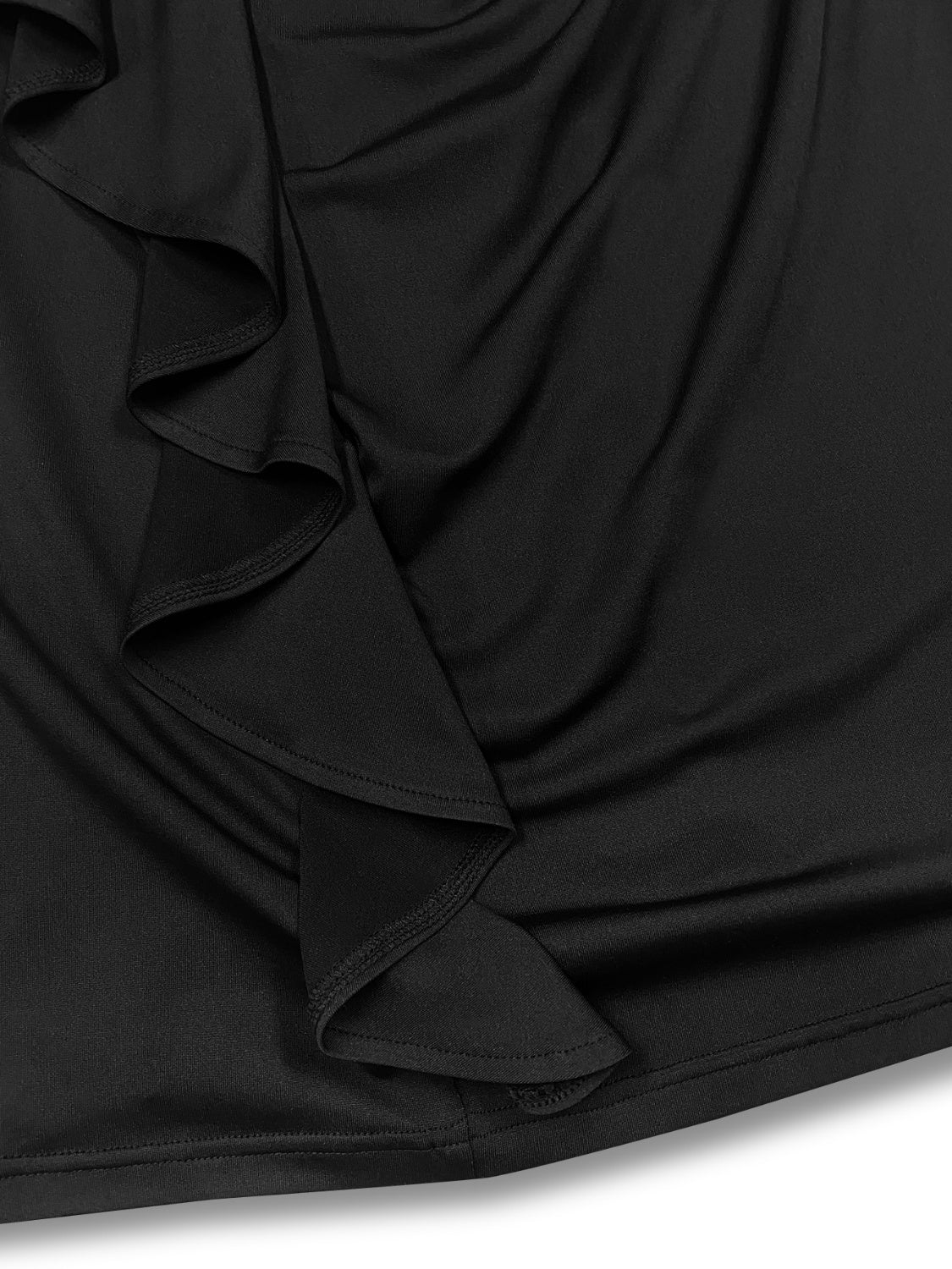 Plus Size Ruffle Trim Round Neck Long Sleeve Dress - Tantalize Boutique