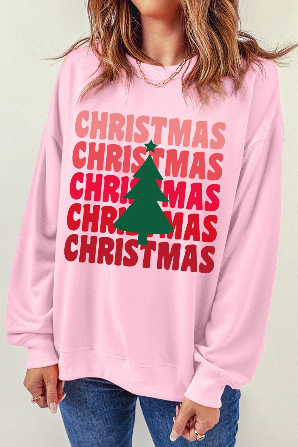 CHRISTMAS Round Neck Dropped Shoulder Sweatshirt - Tantalize Boutique