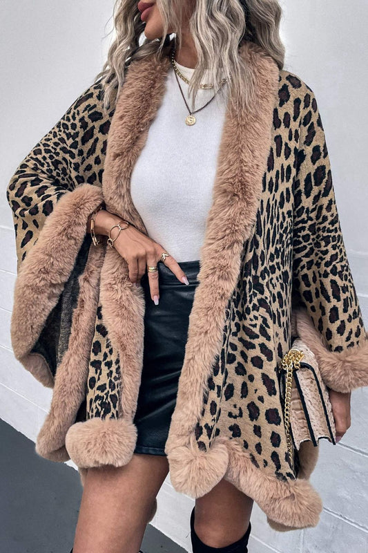 Leopard Open Front Poncho - Tantalize Boutique