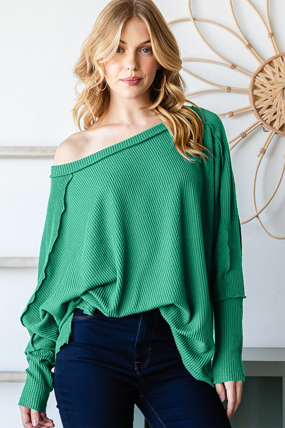 Reborn J Exposed Seam Lantern Sleeve Top - Tantalize Boutique