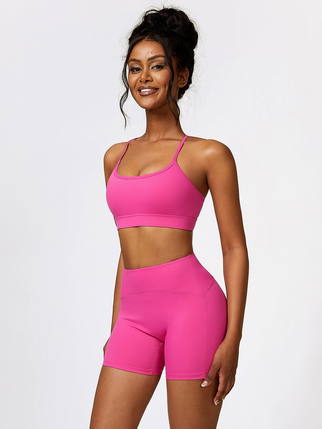 Sport Bra and Wide Waistband Shorts Set - Tantalize Boutique