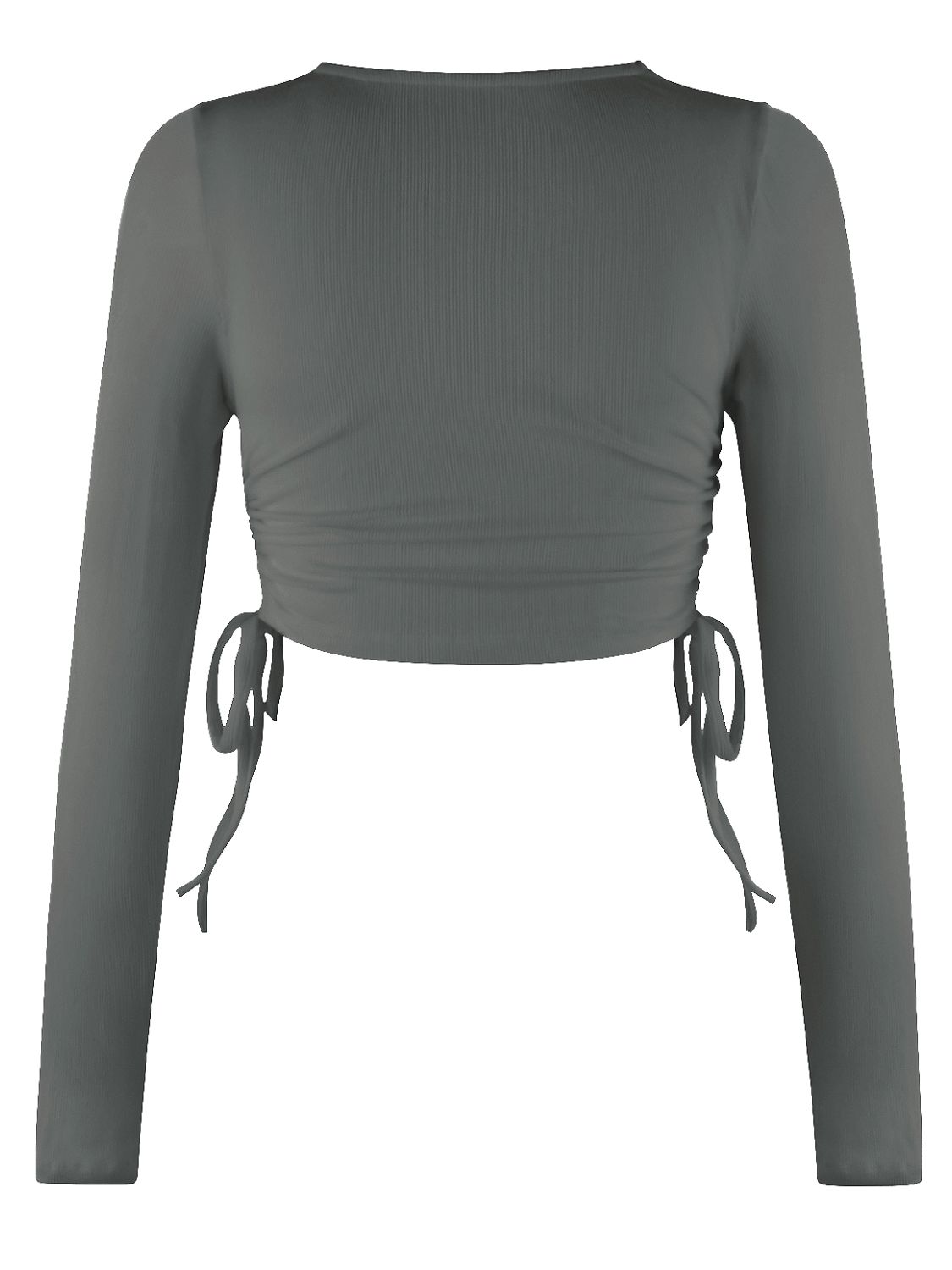 Drawstring Round Neck Long Sleeve Top - Tantalize Boutique