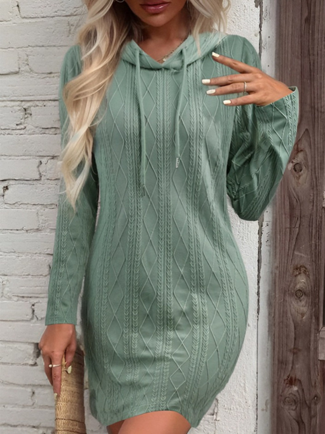 Drawstring Hooded Sweater Dress - Tantalize Boutique