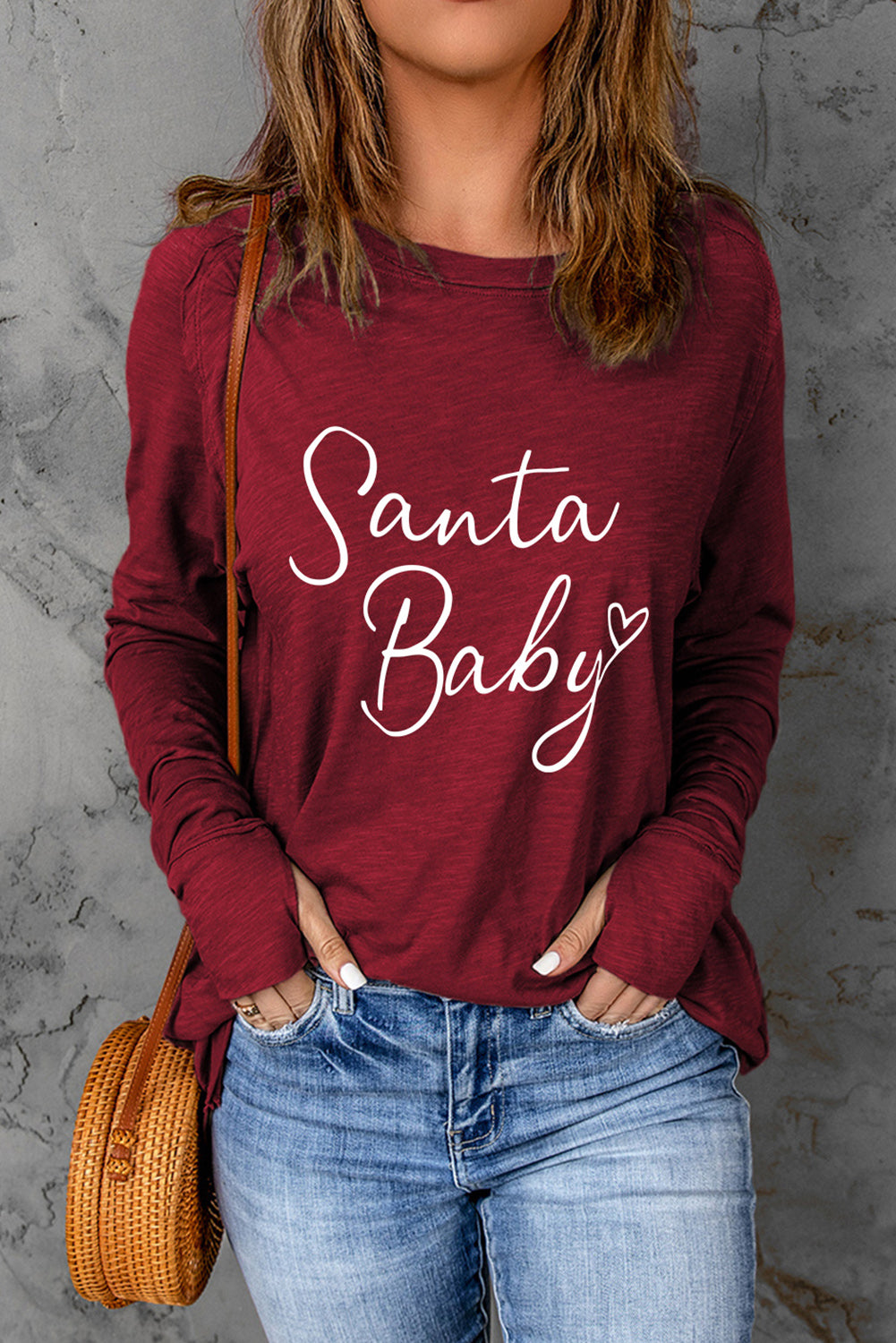 SANTA BABY Graphic Long Sleeve T-Shirt - Tantalize Boutique