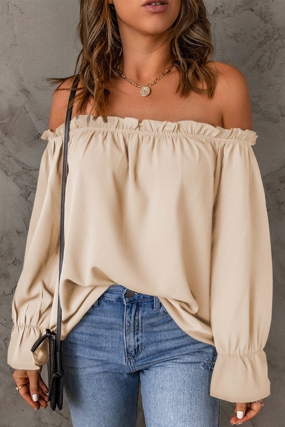 Off-Shoulder Flounce Sleeve Blouse - Tantalize Boutique
