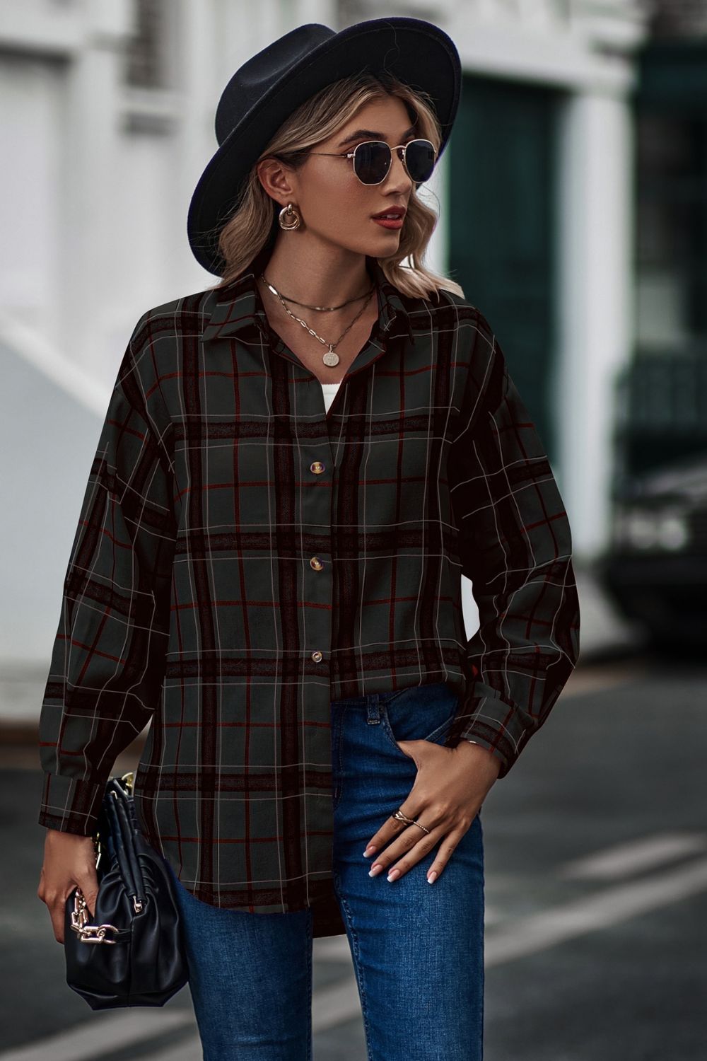Plaid Long Sleeve Shirt - Tantalize Boutique