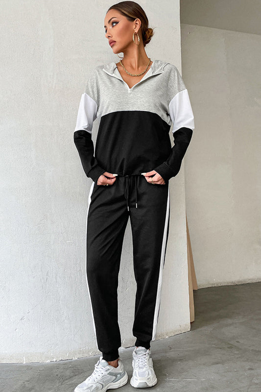 Striped Hoodie and Drawstring Joggers Set - Tantalize Boutique