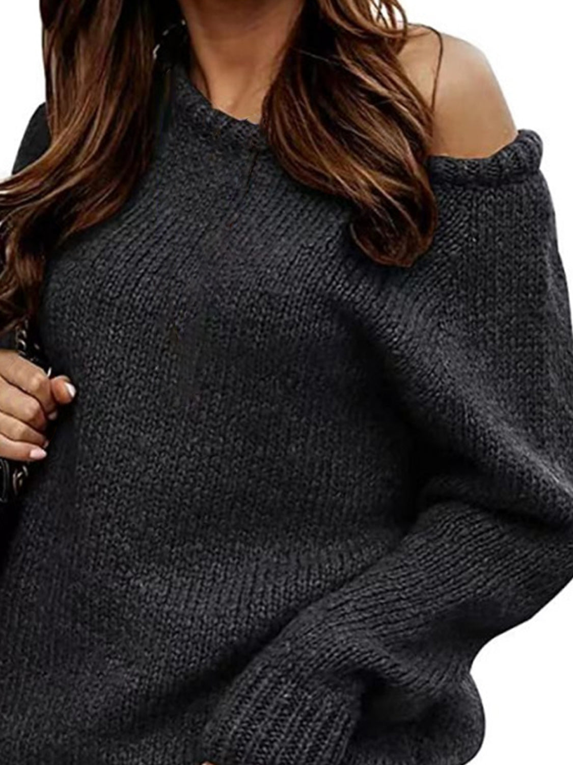 One Shoulder Long Sleeve Sweater - Tantalize Boutique