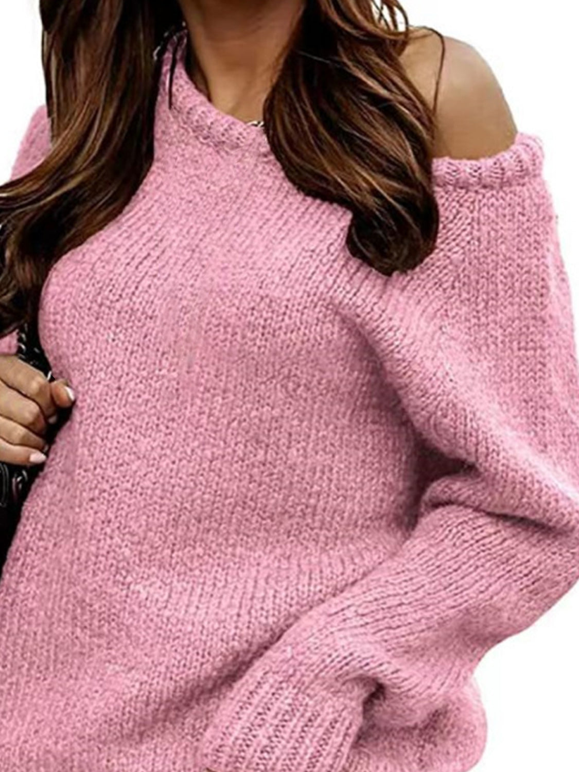 One Shoulder Long Sleeve Sweater - Tantalize Boutique