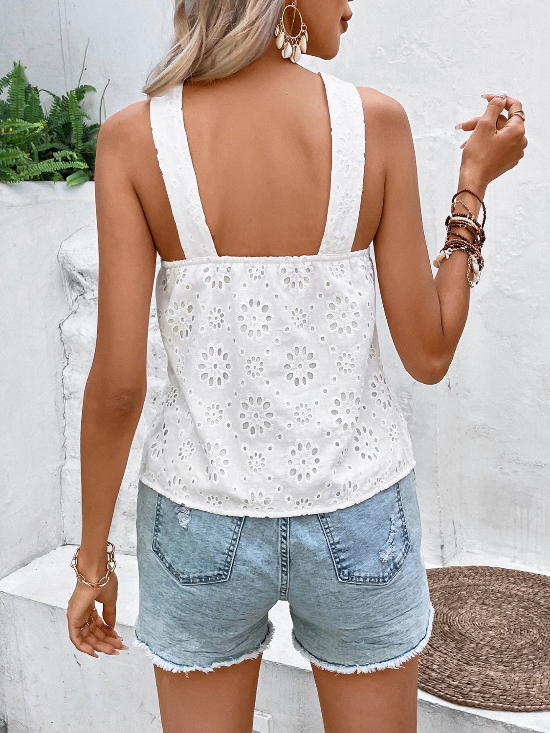Eyelet Wide Strap Cami - Tantalize Boutique