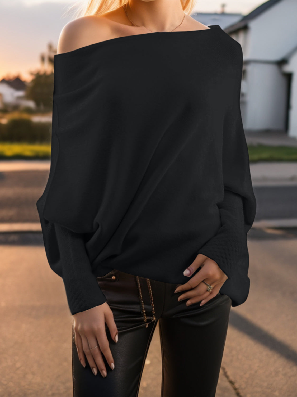Texture Round Neck Long Sleeve Sweater - Tantalize Boutique