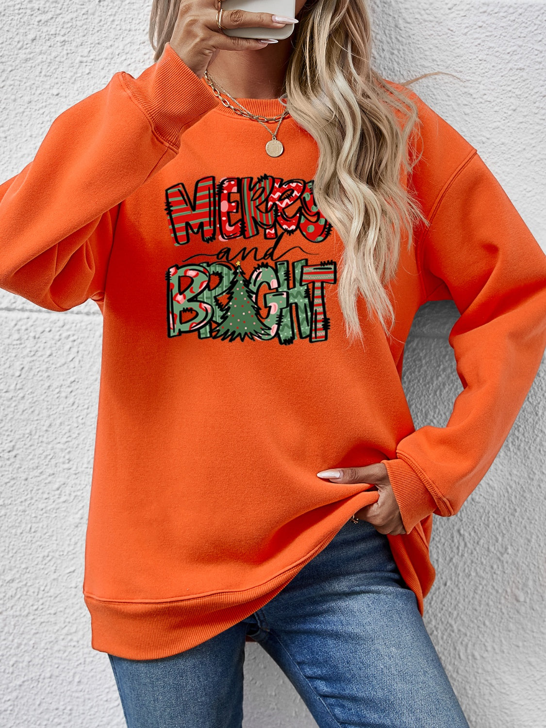 MERRY AND BRIGHT Long Sleeve Sweatshirt - Tantalize Boutique