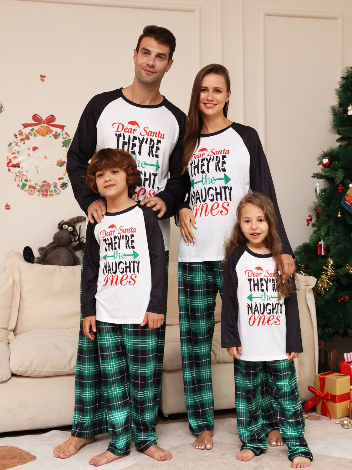 Full Size Graphic Top and Plaid Pants Set - Tantalize Boutique