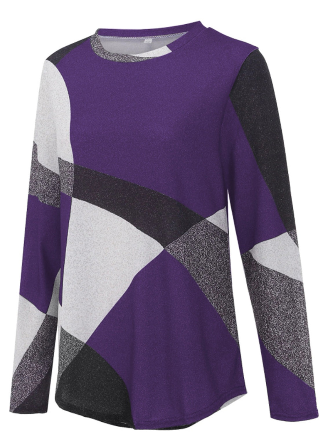 Geometric Round Neck Long Sleeve T-Shirt - Tantalize Boutique