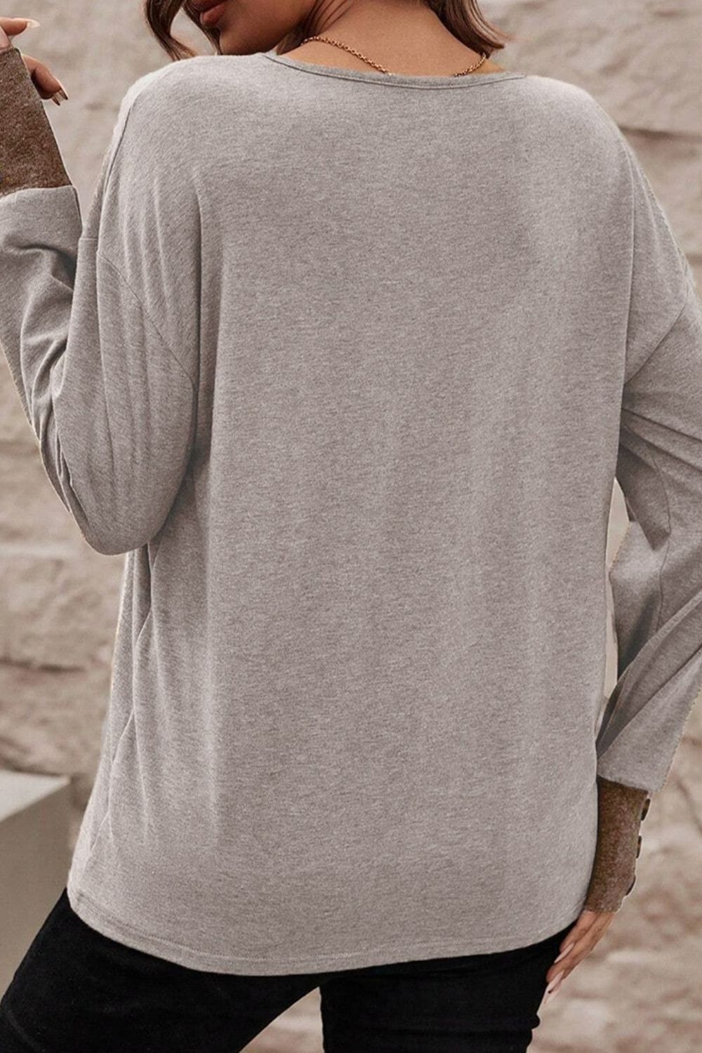 V-Neck Dropped Shoulder Blouse - Tantalize Boutique