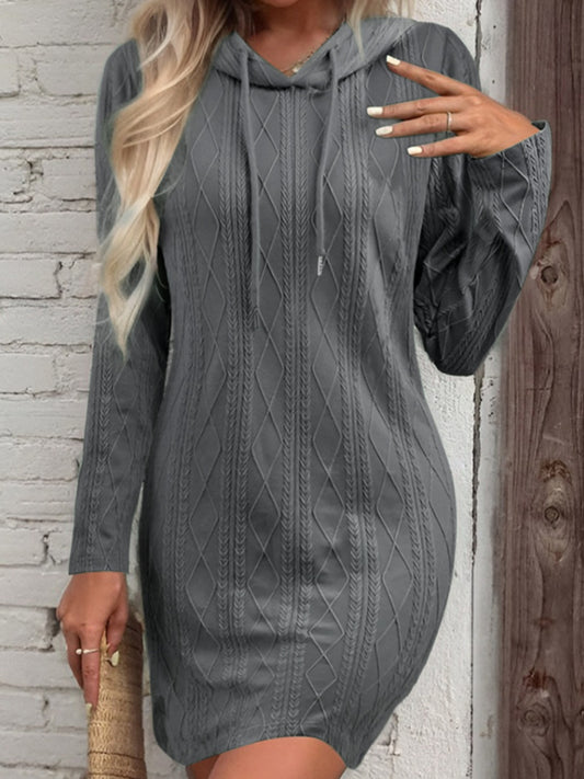 Drawstring Hooded Sweater Dress - Tantalize Boutique