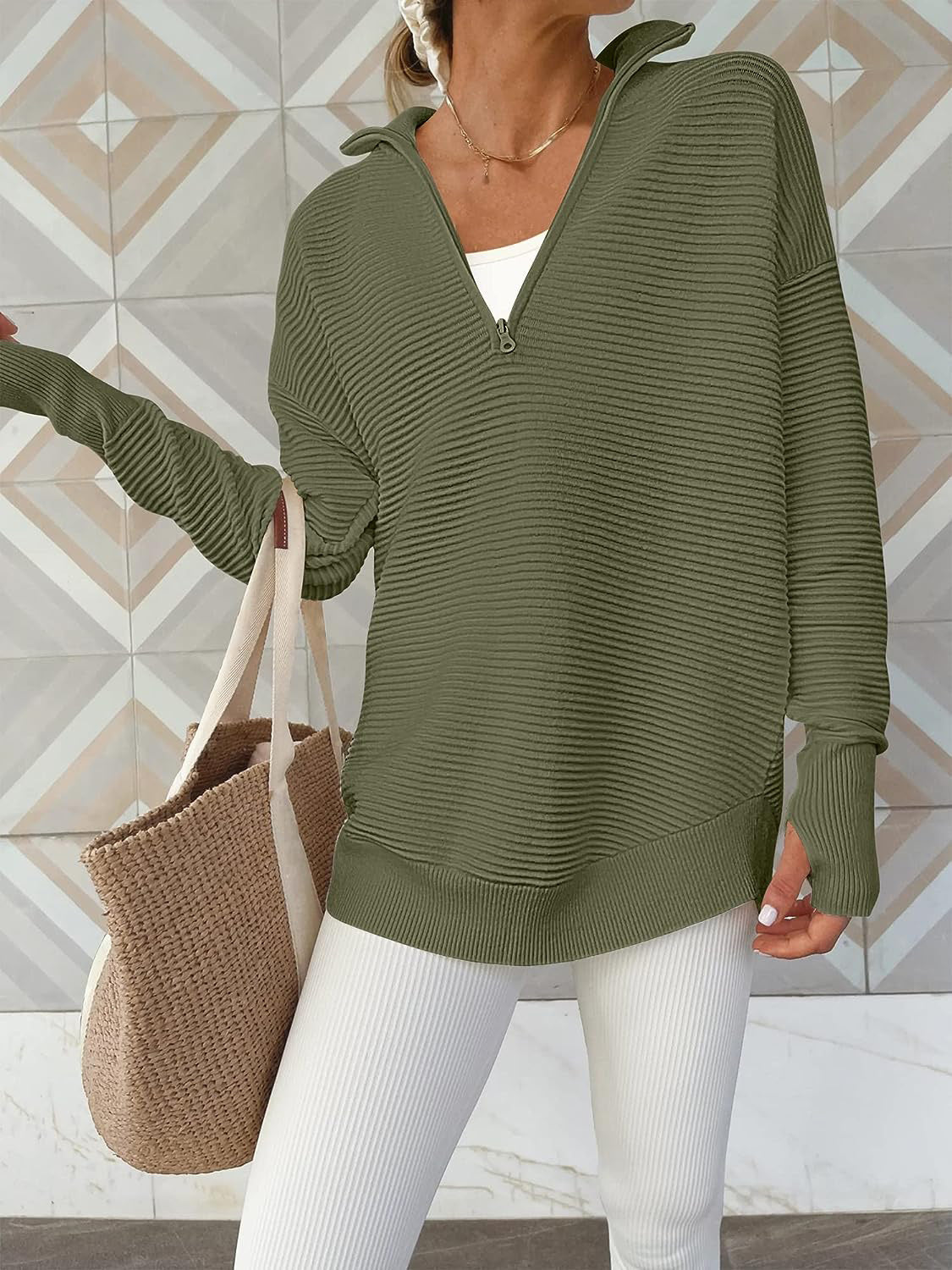 Half Zip Long Sleeve Knit Top - Tantalize Boutique