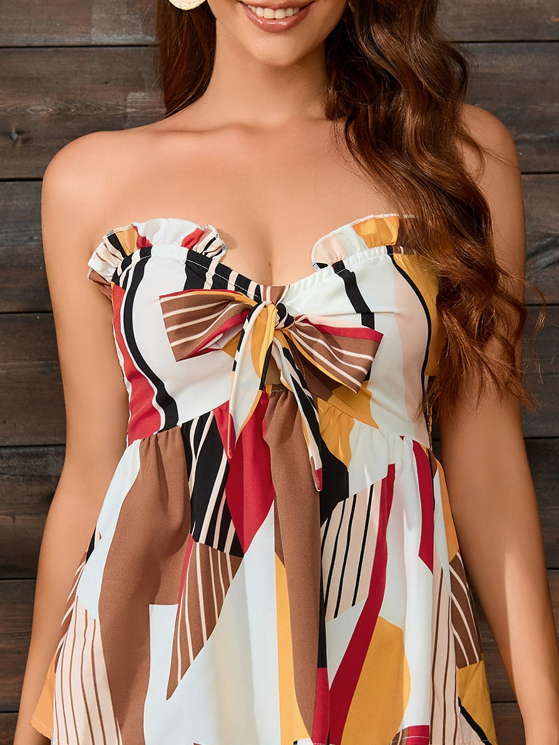 Printed Tied Smocked Bandeau - Tantalize Boutique