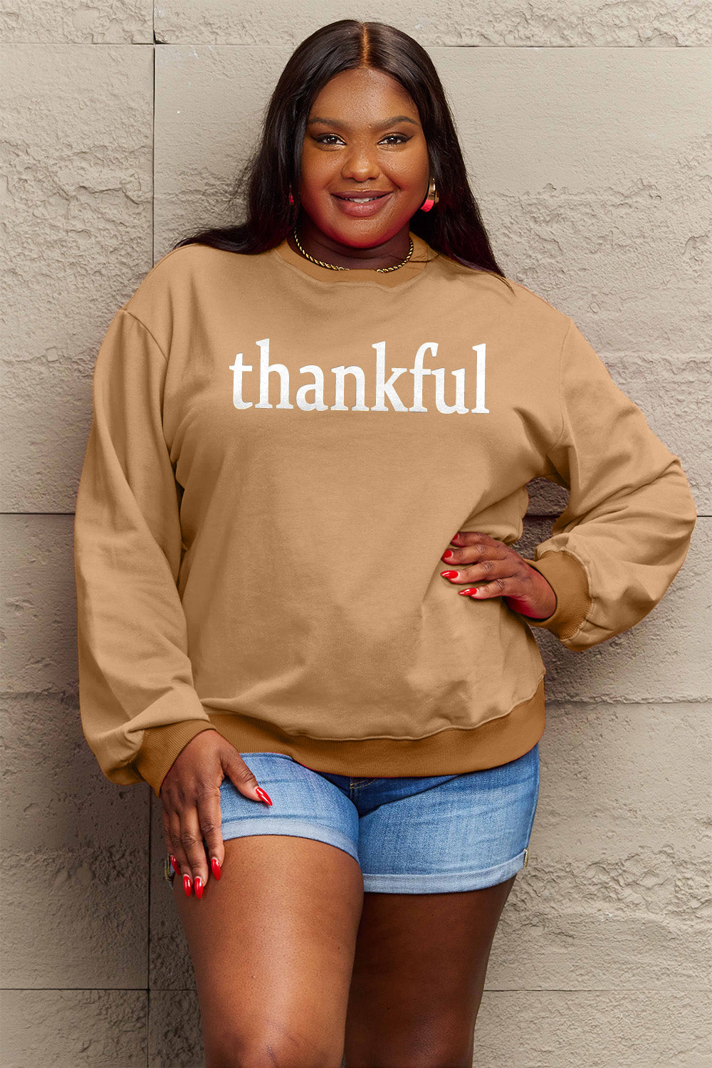 Simply Love Full Size THANKFUL Graphic Sweatshirt - Tantalize Boutique
