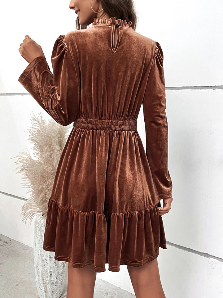 Smocked Waist Long Sleeve Dress - Tantalize Boutique
