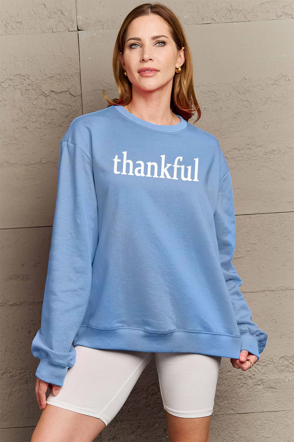 Simply Love Full Size THANKFUL Graphic Sweatshirt - Tantalize Boutique
