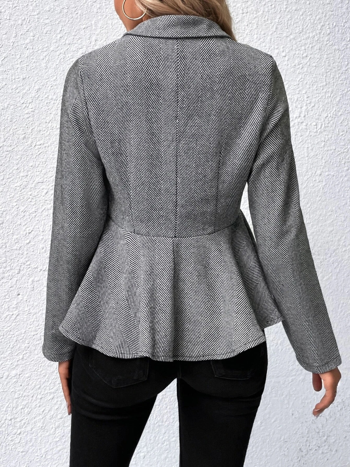 Ruffle Hem Collared Blazer - Tantalize Boutique