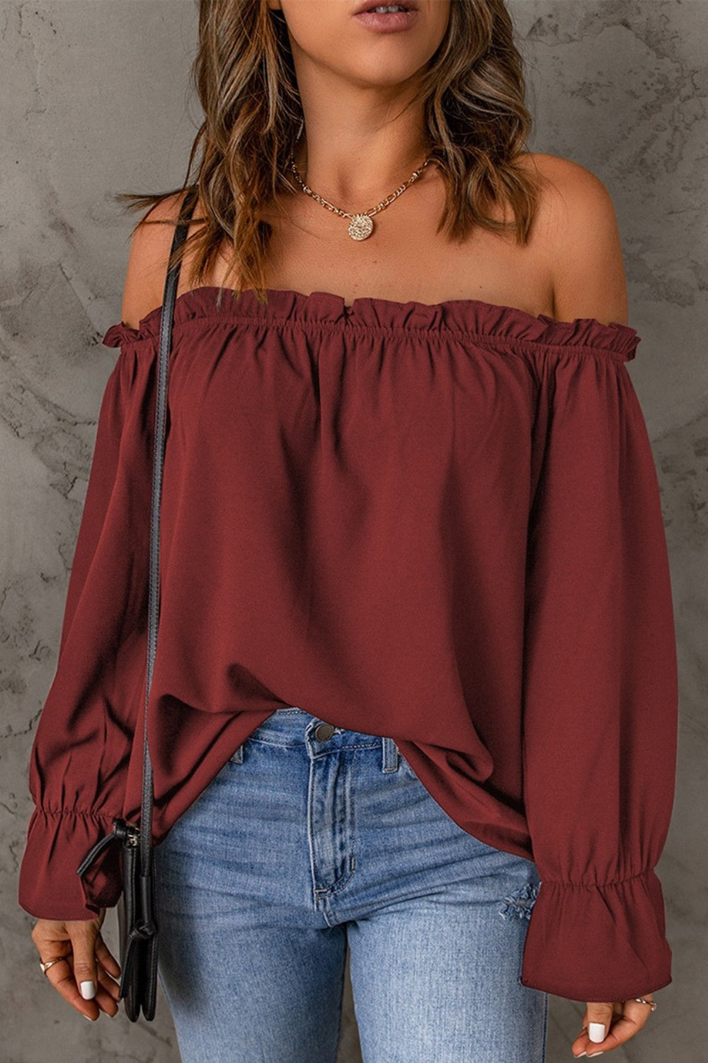 Frill Off-Shoulder Flounce Sleeve Blouse - Tantalize Boutique