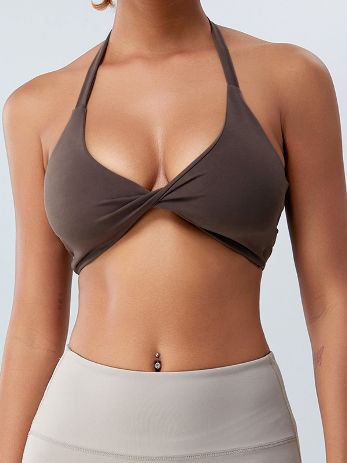 Twisted Halter Neck Active Bra - Tantalize Boutique
