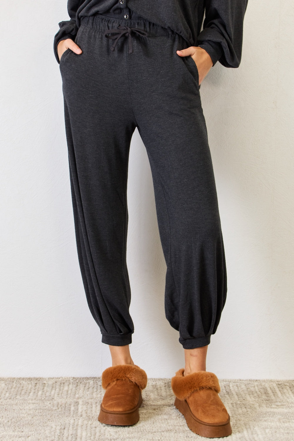 RISEN Ultra Soft High Waist Drawstring Lounge Joggers - Tantalize Boutique