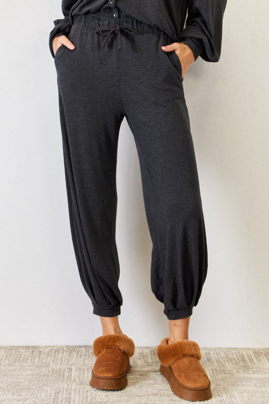 RISEN Ultra Soft High Waist Drawstring Lounge Joggers - Tantalize Boutique