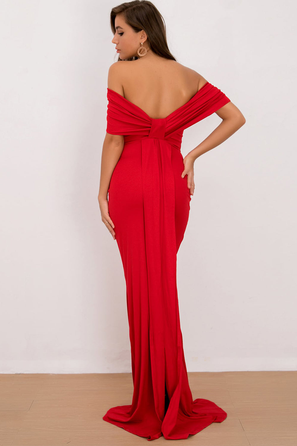 Off-Shoulder Floor Length Dress - Tantalize Boutique