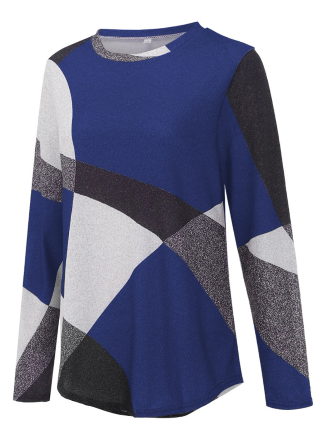 Geometric Round Neck Long Sleeve T-Shirt - Tantalize Boutique
