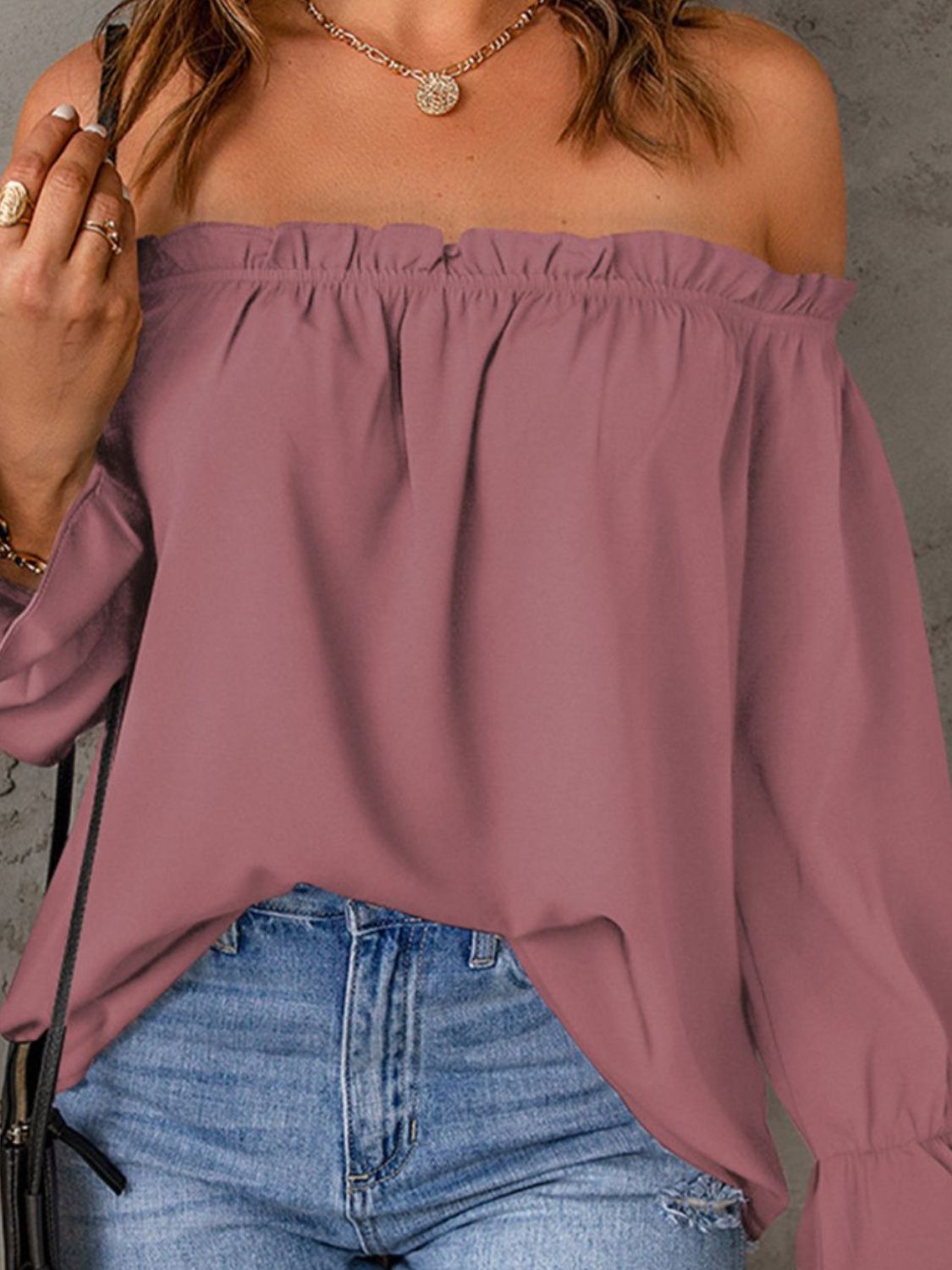 Off-Shoulder Flounce Sleeve Blouse - Tantalize Boutique