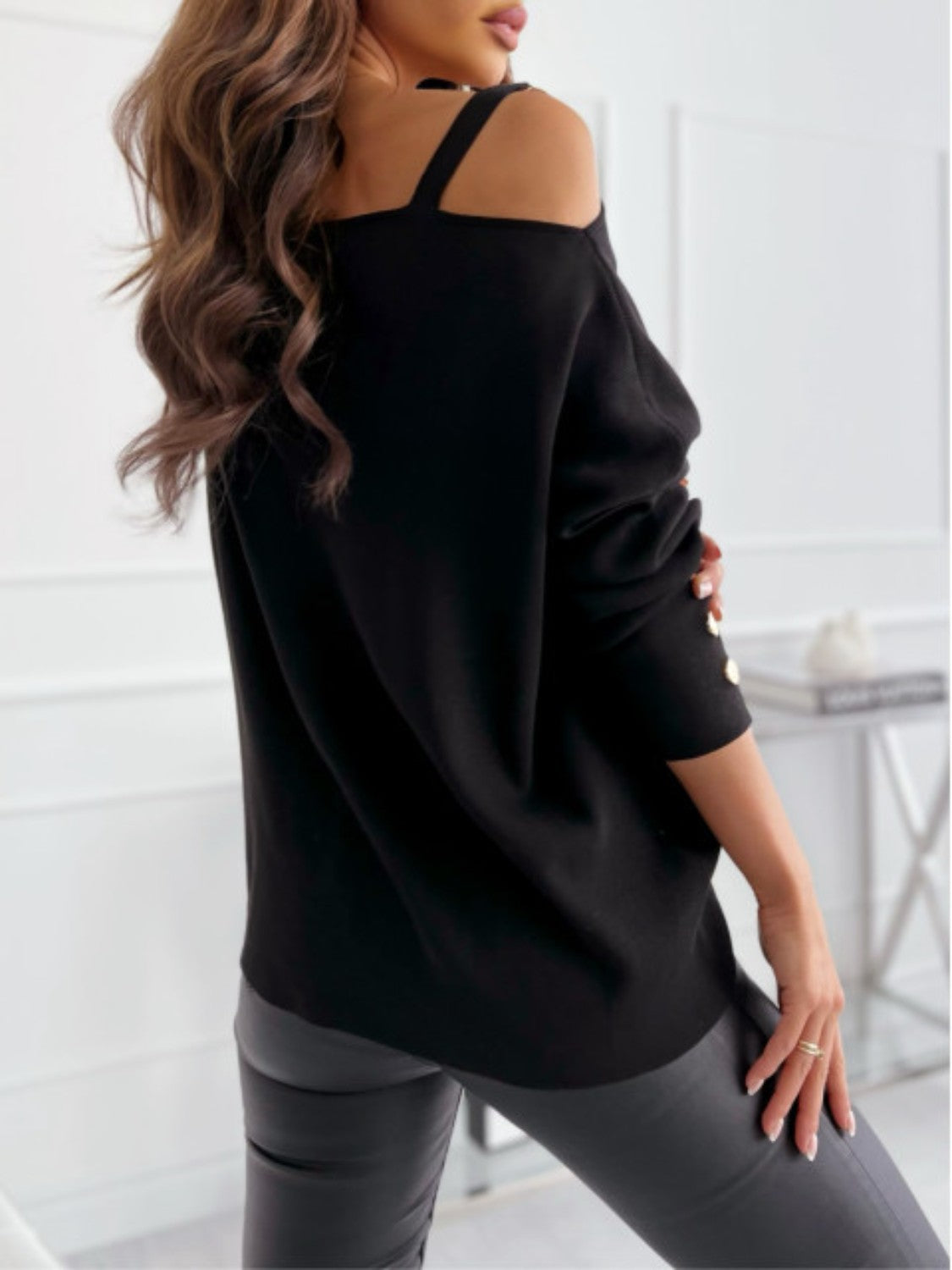 Asymmetrical Neck Buttoned Top - Tantalize Boutique