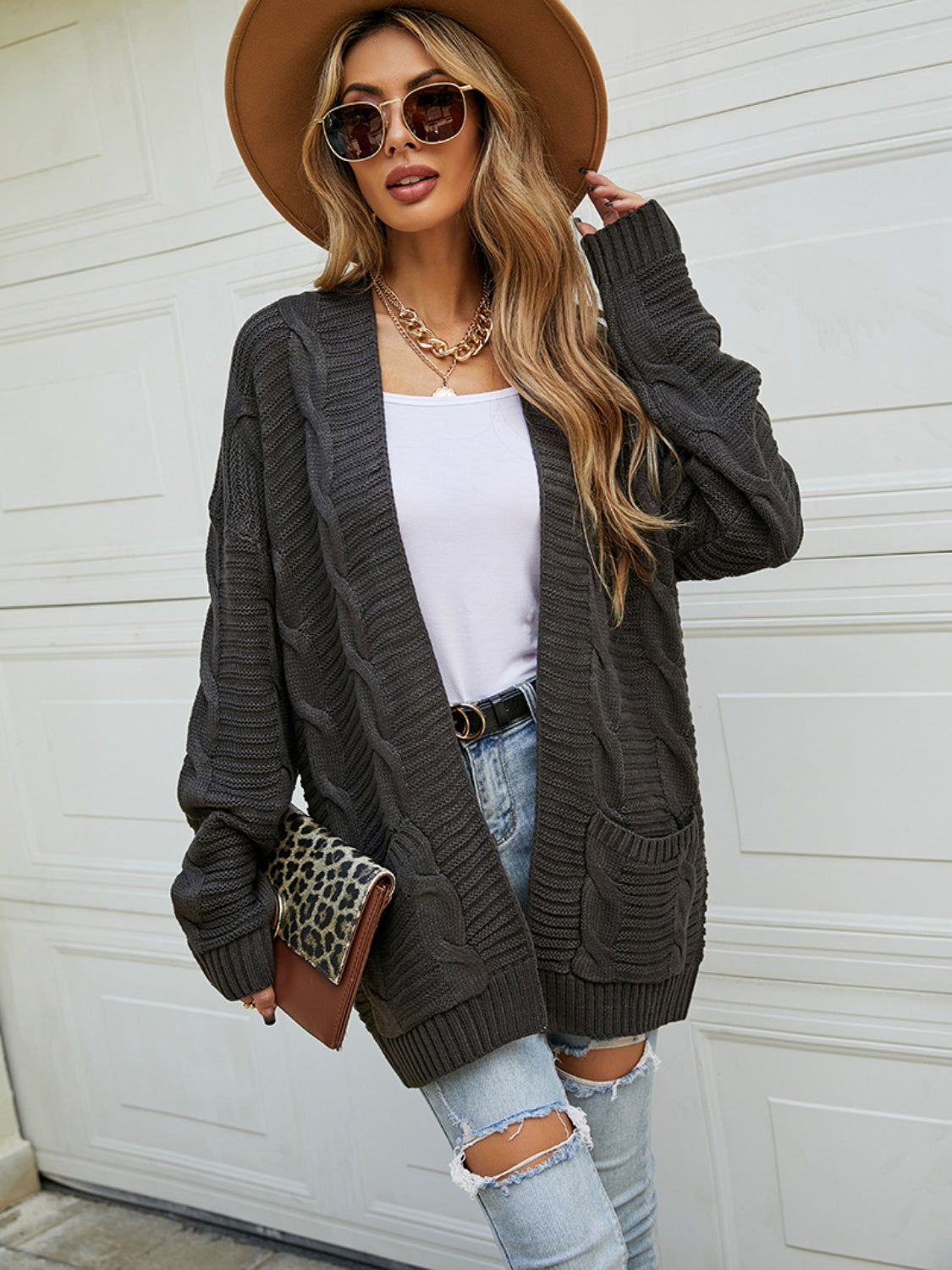 Open Front Dropped Shoulder Longline Cardigan - Tantalize Boutique