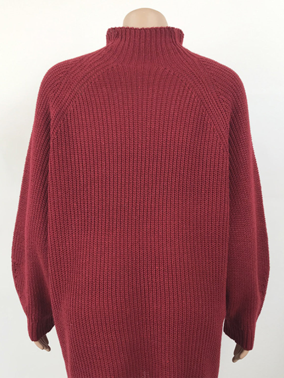 Mock Neck Dropped Shoulder Sweater Dress - Tantalize Boutique