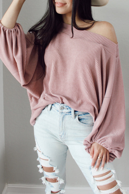 Ribbed Long Sleeve Knit Top - Tantalize Boutique