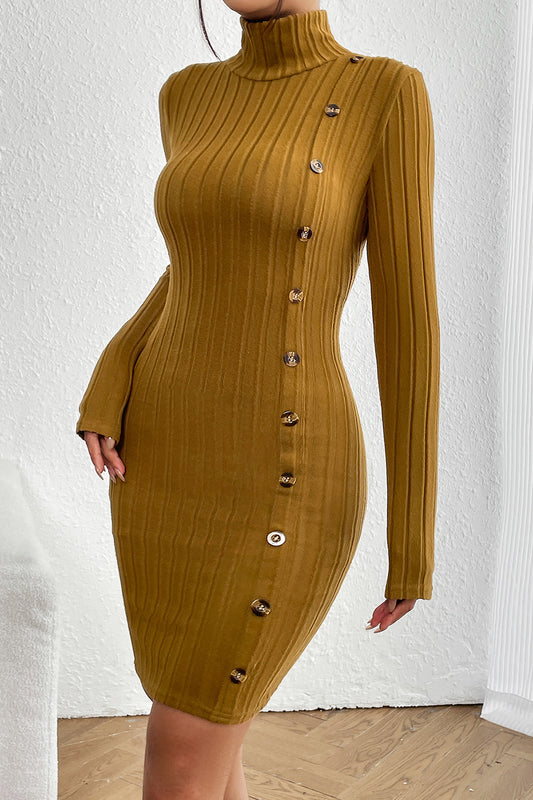 Turtleneck Long Sleeve Mini Dress - Tantalize Boutique