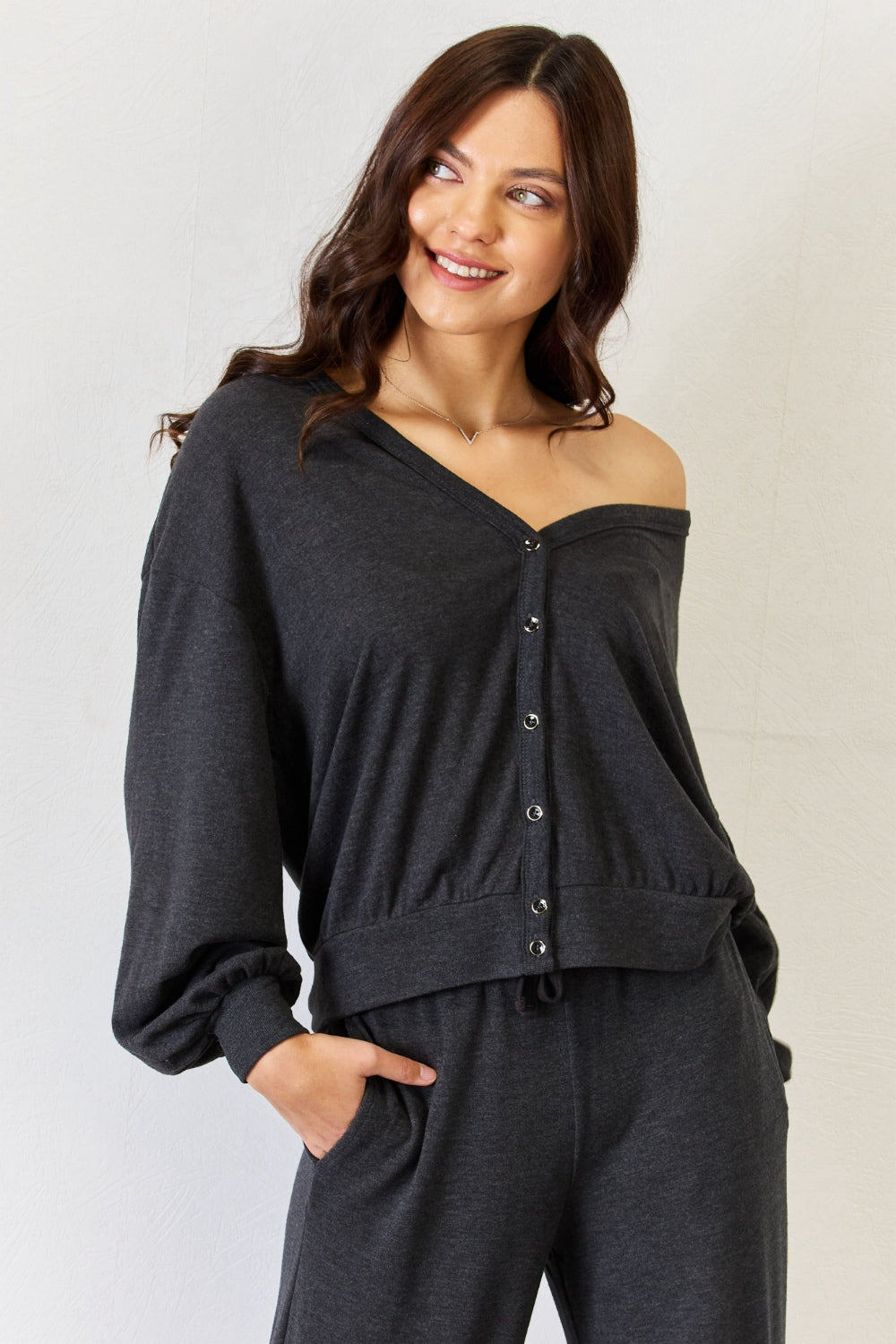 RISEN Ultra Soft  Button Up Long Sleeve Lounge Cardigan - Tantalize Boutique