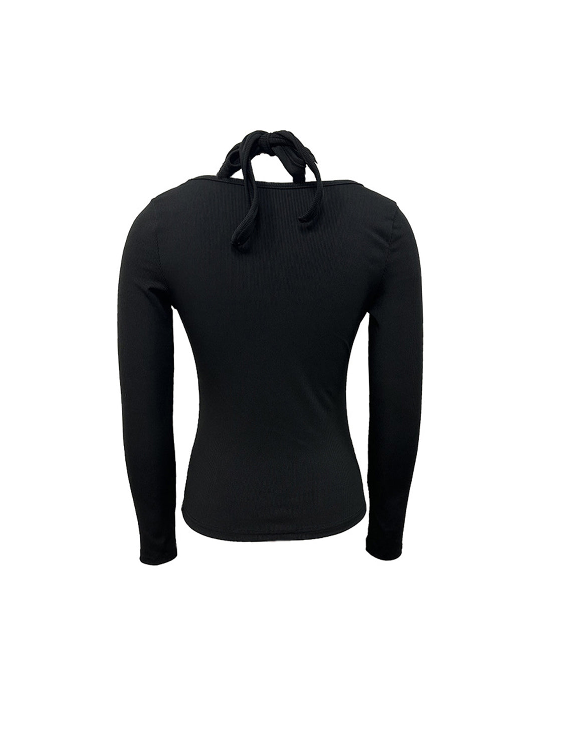 Crisscross Halter Neck Long Sleeve T-Shirt - Tantalize Boutique