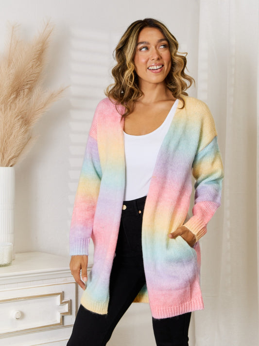Full Size Gradient Open Front Cardigan - Tantalize Boutique