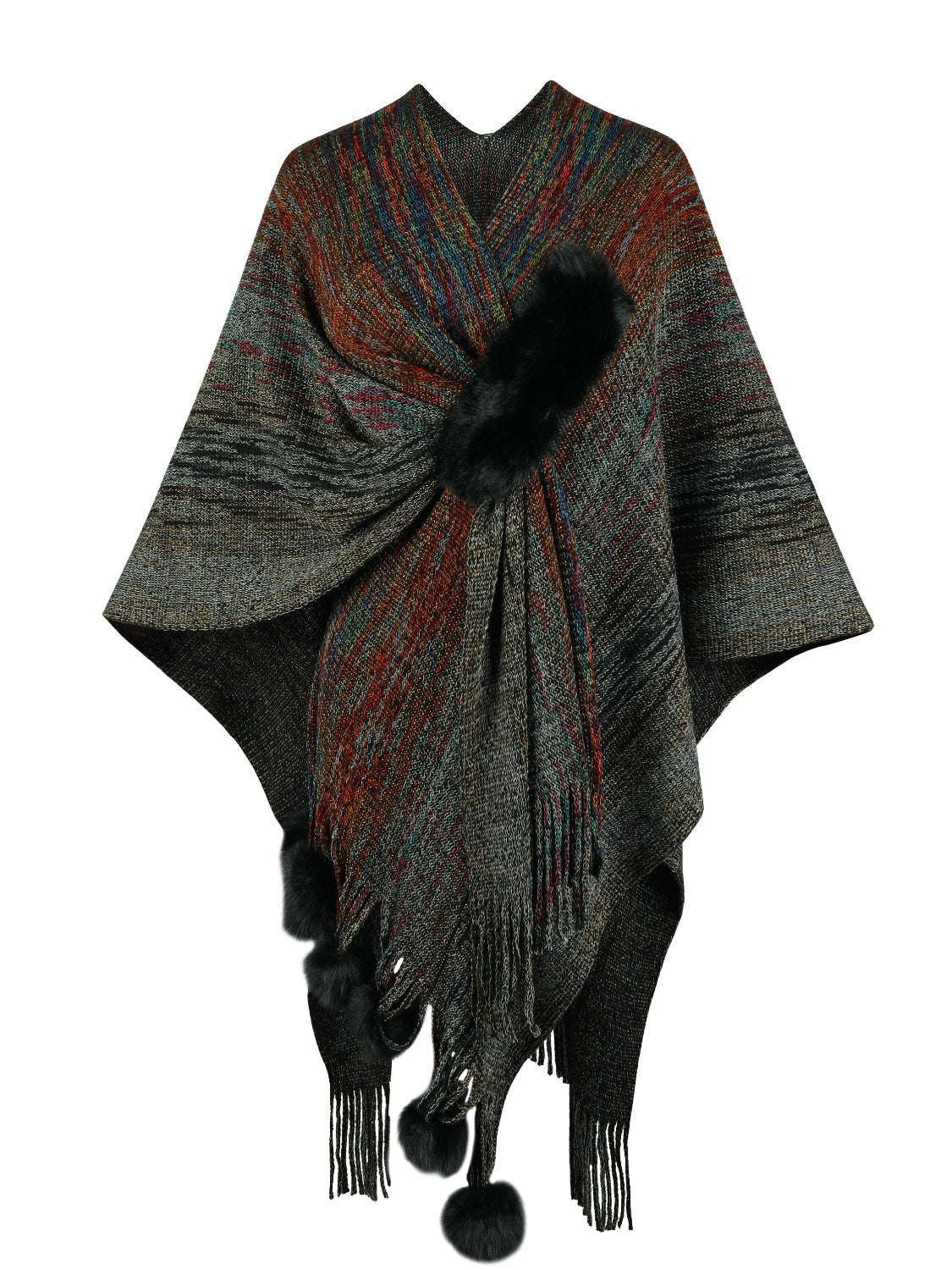Heathered Fringe Hem Poncho - Tantalize Boutique