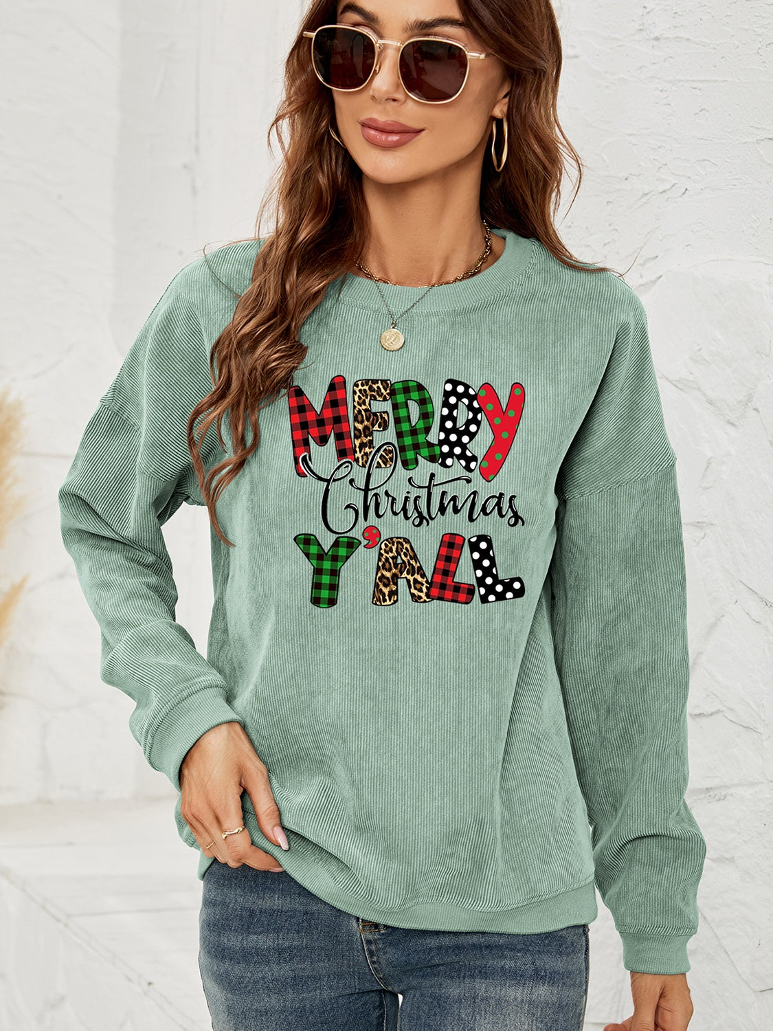 MERRY CHRISTMAS Y'ALL Graphic Sweatshirt - Tantalize Boutique