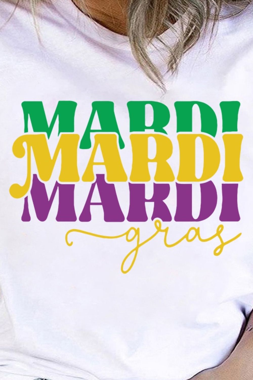 Plus Size MARDI GRAS Round Neck T-Shirt - Tantalize Boutique