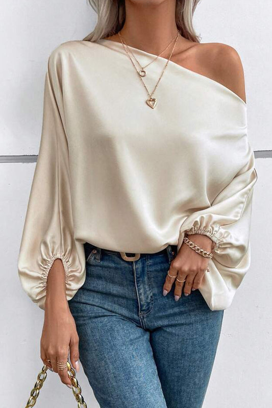 Single Shoulder Balloon Sleeve Blouse - Tantalize Boutique