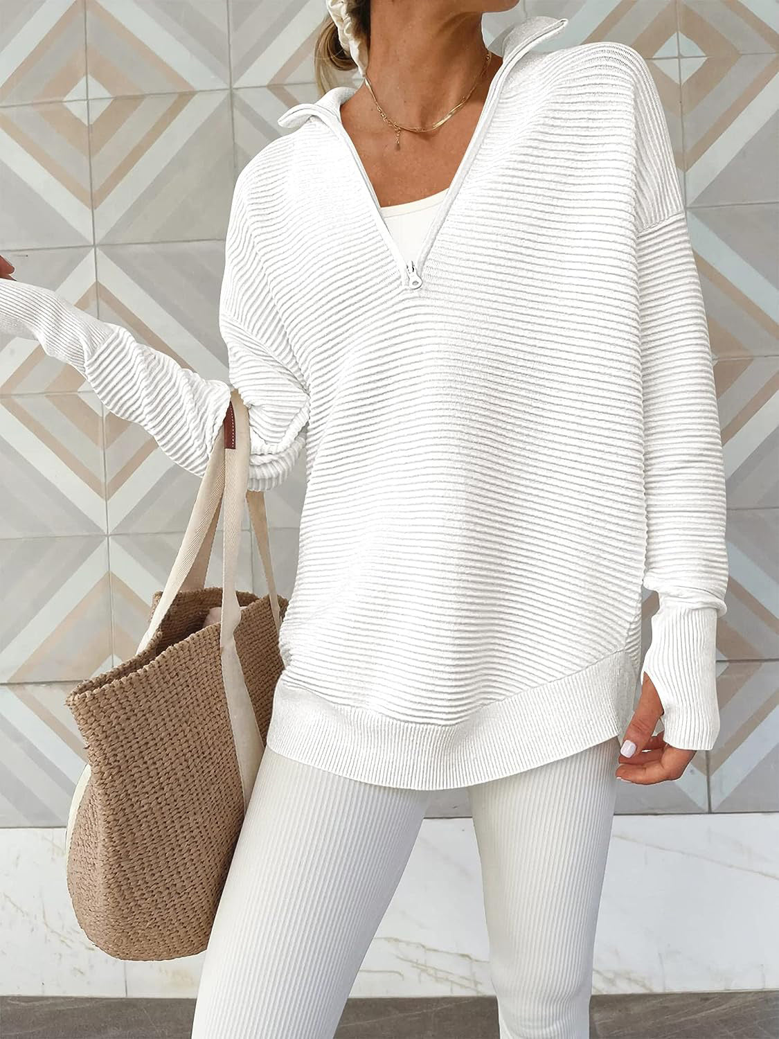 Half Zip Long Sleeve Knit Top - Tantalize Boutique