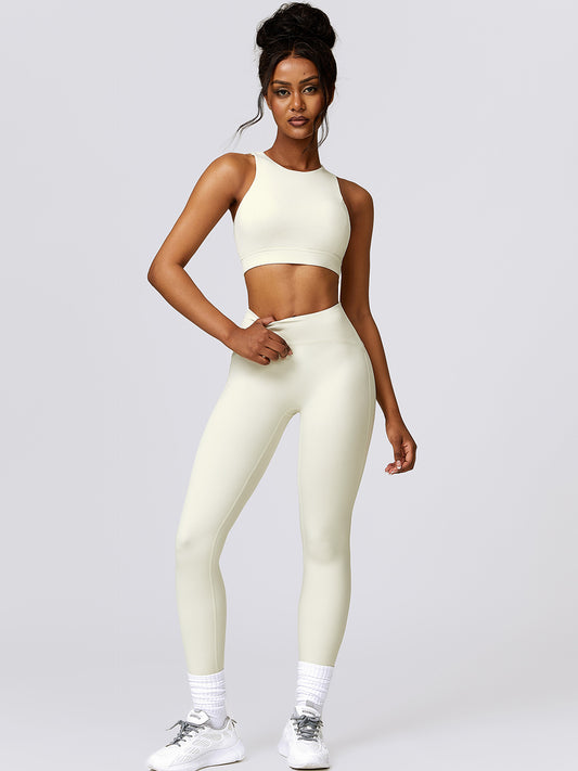 Cutout Cropped Sport Tank and Leggings Set - Tantalize Boutique